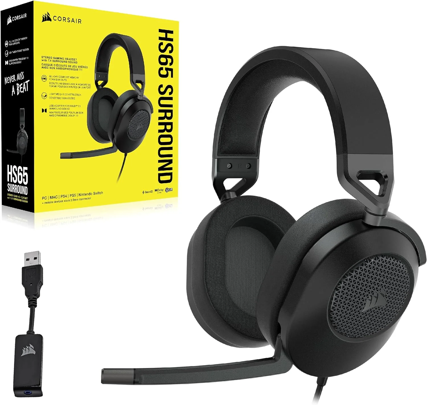 CORSAIR AUDIFONOS HS65 STEREO 3.5MM SURROUND HS65