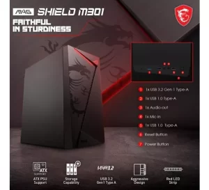 MSI MAG SHIELD M301 MTX CASE GAMING 306-7G13M25-809