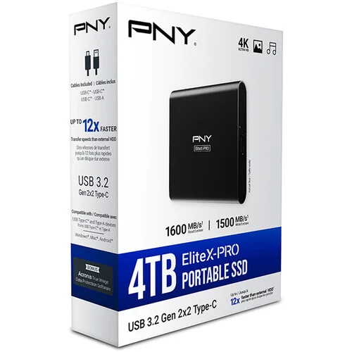 PNY 4TB EliteX-Pro USB 3.2 Gen SSD PSD0CS2260-4TB-RB