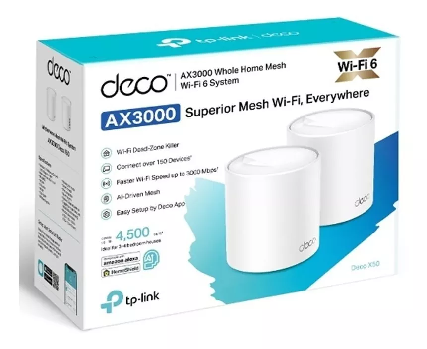 TP-Link Sistema Deco X50 Wi-Fi 6 Mesh AI AX3000 DECO X50 (2-PACK)