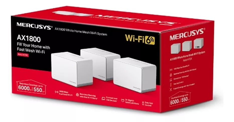 MERCUSYS HALO H70X SISTEMA WIFI 6 MESH AX1800 (3 UNIDADES) H70X (3-PACK)