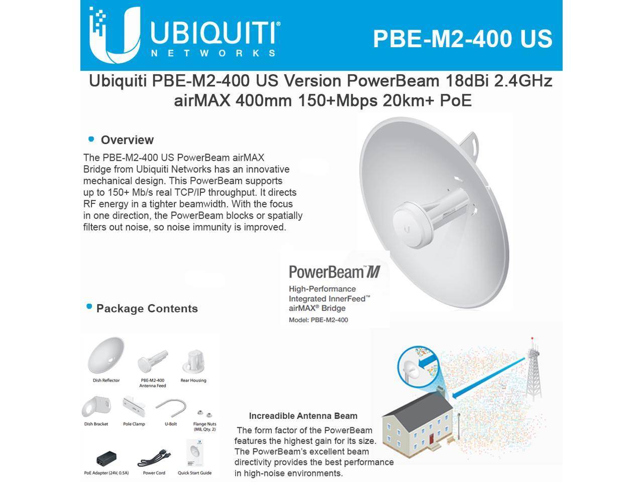 Ubiquiti PowerBeam M2 airMAX Bridge PBE-M2-400-US