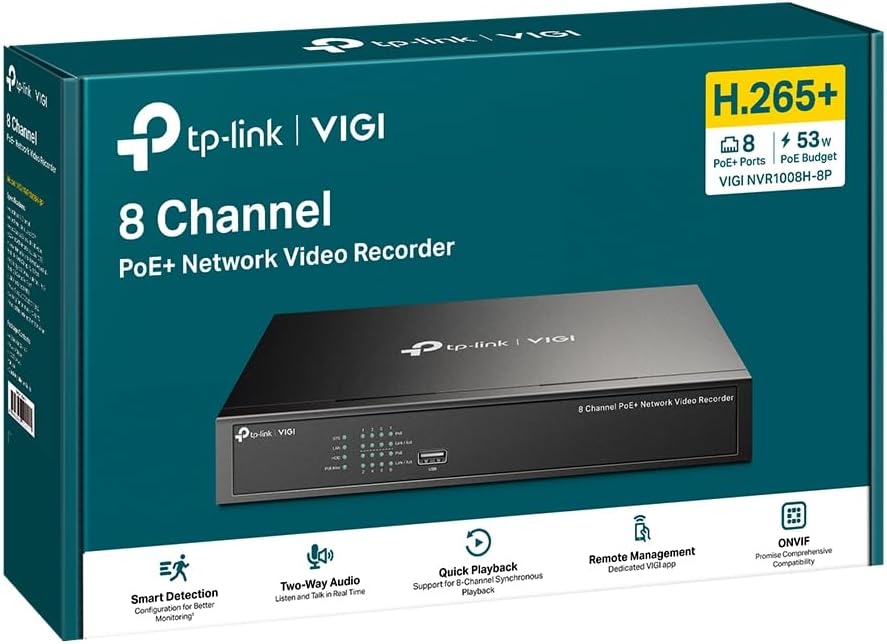 TP-Link NVR VIGI 8 CANALES PoE H265+ NVR1008H