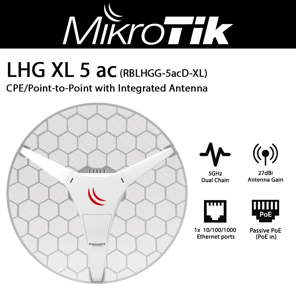Mikrotik Antena Integrada Cpe 27dbi 5ac RBLHGG‐5acD‐XL Mikrotik Antena Integrada Cpe 27dbi 5ac RBLHGG‐5acD‐XL