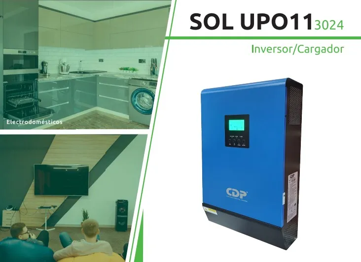 INVERSOR CDP SOL 3000VA 2400W 24VDC 110/120VCA CARGADOR SOLAR UPO-11 3024 INVERSOR CDP SOL 3000VA 2400W 24VDC 110/120VCA CARGADOR SOLAR UPO-11 3024